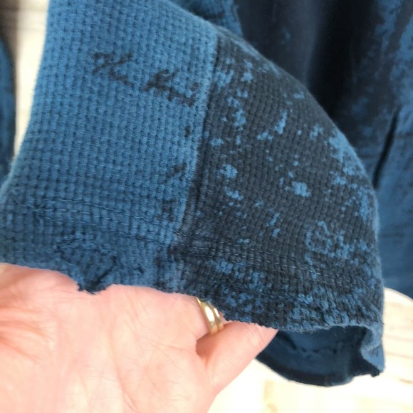 Affliction Shirt Thermal Long Sleeve Blue Wings Distressed Flocked Mens Size XL - Picture 8 of 11